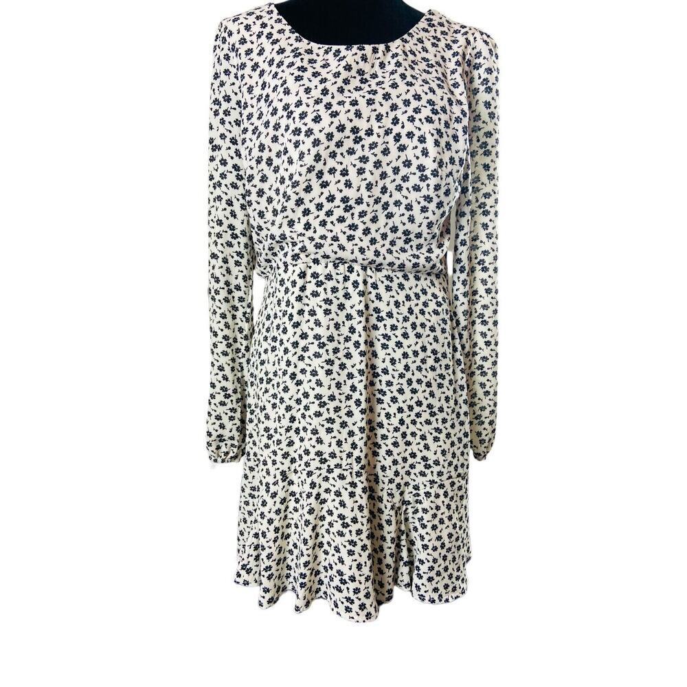 Francesca's Collections Black and White Floral Midi Dress